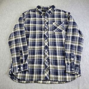 RQQBA Flannel Mens XL Blue Green Plaid Long Sleeve Button Down Shirt